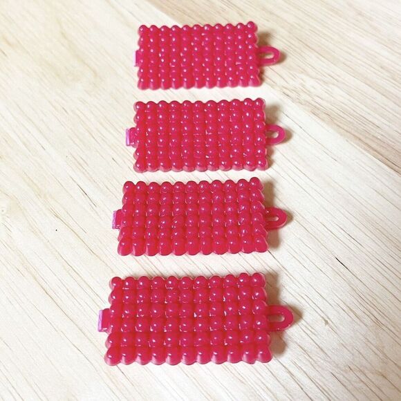 Vintage Lot Of 4 Red Plastic Textured Snap Tight Barrettes 80s Girls Goody - Picture 1 of 16